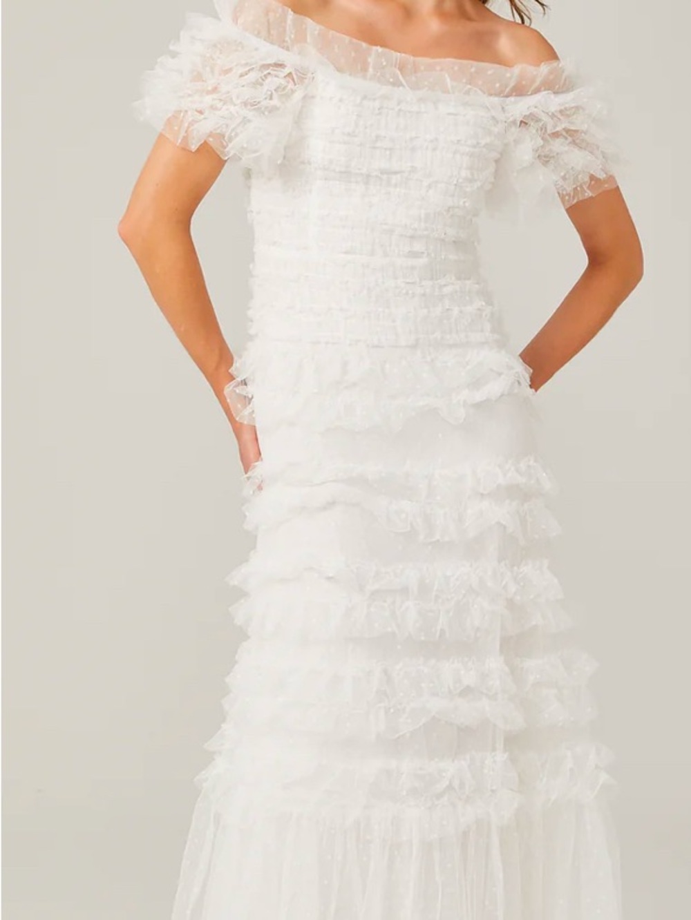 NWT Miss Rosier Philippine Ruffled Tulle Tiered Dress